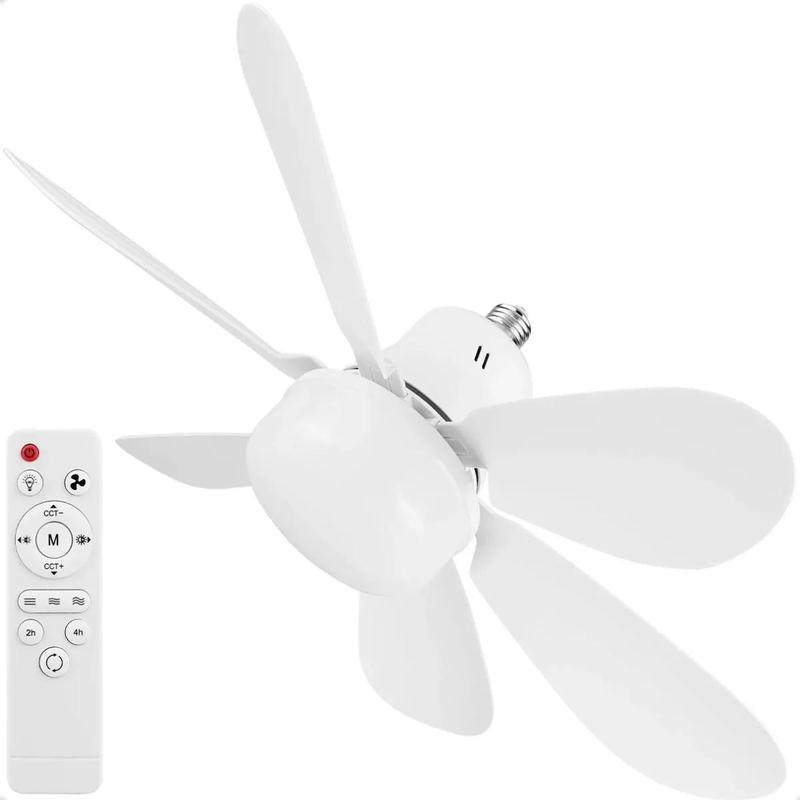 Ventilador de teto branco com lâmpada LED e controle remoto